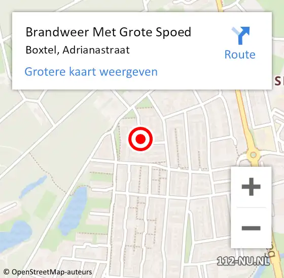 Locatie op kaart van de 112 melding: Brandweer Met Grote Spoed Naar Boxtel, Adrianastraat op 7 september 2021 12:01