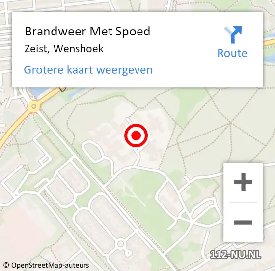 Locatie op kaart van de 112 melding: Brandweer Met Spoed Naar Zeist, Wenshoek op 7 september 2021 12:03