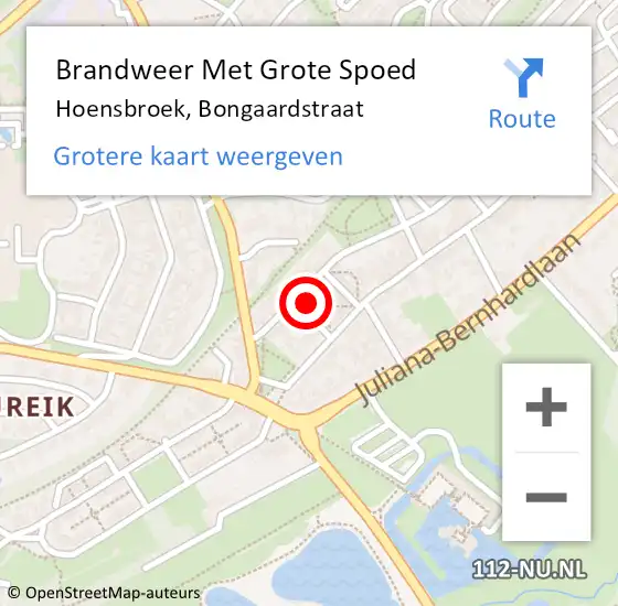 Locatie op kaart van de 112 melding: Brandweer Met Grote Spoed Naar Hoensbroek, Bongaardstraat op 7 september 2021 12:12