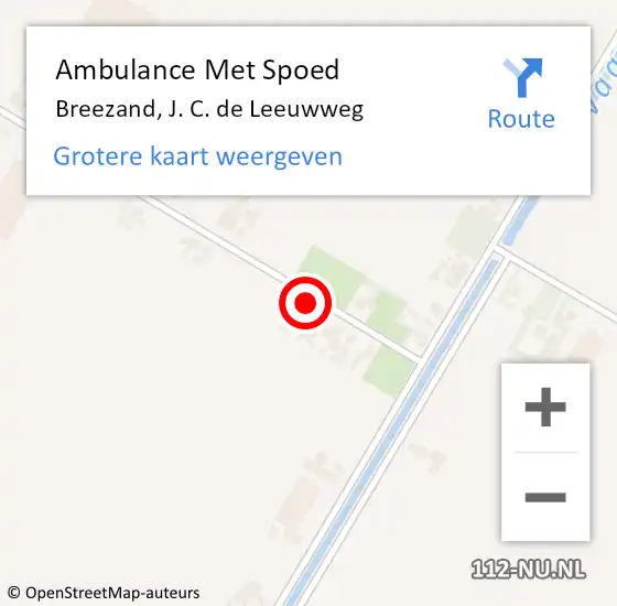 Locatie op kaart van de 112 melding: Ambulance Met Spoed Naar Breezand, J. C. de Leeuwweg op 7 september 2021 12:18