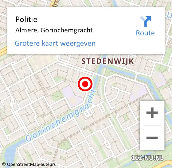 Locatie op kaart van de 112 melding: Politie Almere, Gorinchemgracht op 7 september 2021 13:04