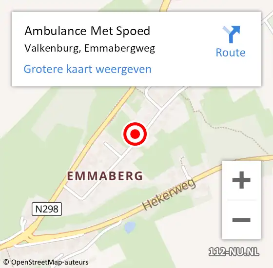 Locatie op kaart van de 112 melding: Ambulance Met Spoed Naar Valkenburg, Emmabergweg op 7 september 2021 13:05