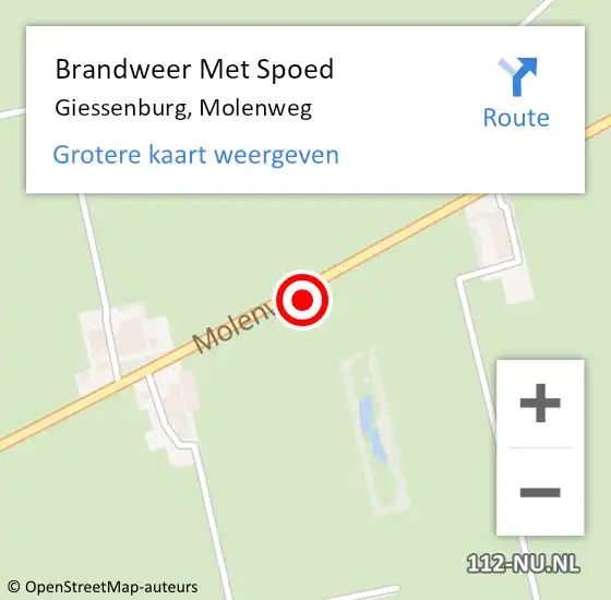 Locatie op kaart van de 112 melding: Brandweer Met Spoed Naar Giessenburg, Molenweg op 7 september 2021 13:18