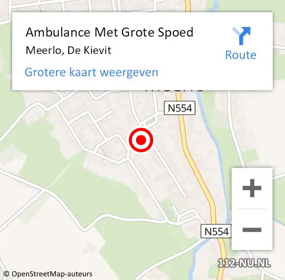 Locatie op kaart van de 112 melding: Ambulance Met Grote Spoed Naar Meerlo, De Kievit op 22 juni 2014 05:01