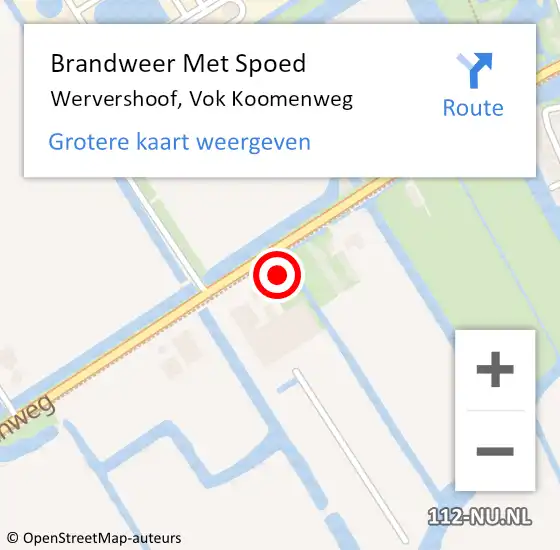 Locatie op kaart van de 112 melding: Brandweer Met Spoed Naar Wervershoof, Vok Koomenweg op 7 september 2021 13:28