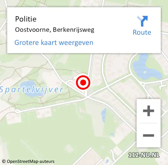 Locatie op kaart van de 112 melding: Politie Oostvoorne, Berkenrijsweg op 7 september 2021 13:30