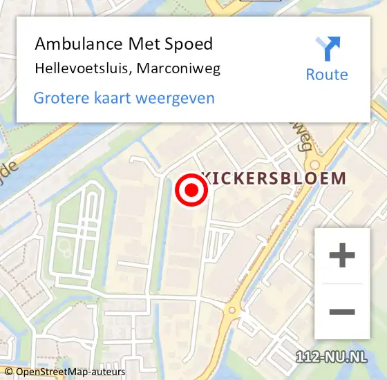 Locatie op kaart van de 112 melding: Ambulance Met Spoed Naar Hellevoetsluis, Marconiweg op 7 september 2021 13:50