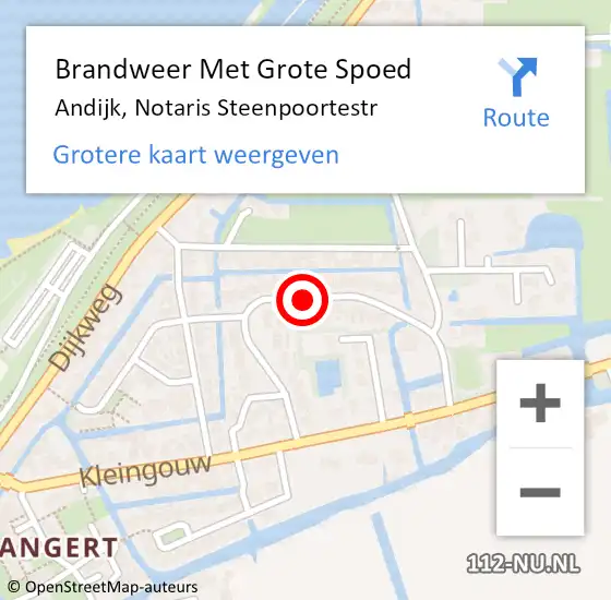 Locatie op kaart van de 112 melding: Brandweer Met Grote Spoed Naar Andijk, Notaris Steenpoortestr op 22 juni 2014 05:19