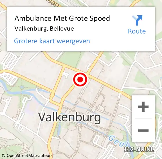 Locatie op kaart van de 112 melding: Ambulance Met Grote Spoed Naar Valkenburg, Bellevue op 22 juni 2014 05:23