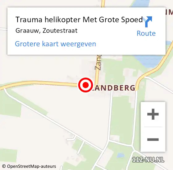 Locatie op kaart van de 112 melding: Trauma helikopter Met Grote Spoed Naar Graauw, Zoutestraat op 7 september 2021 14:24