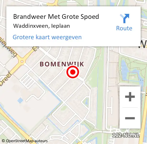 Locatie op kaart van de 112 melding: Brandweer Met Grote Spoed Naar Waddinxveen, Ieplaan op 7 september 2021 14:28