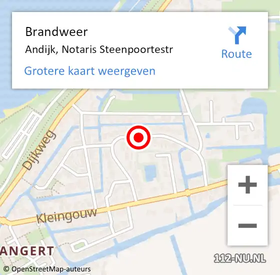 Locatie op kaart van de 112 melding: Brandweer Andijk, Notaris Steenpoortestr op 22 juni 2014 05:31