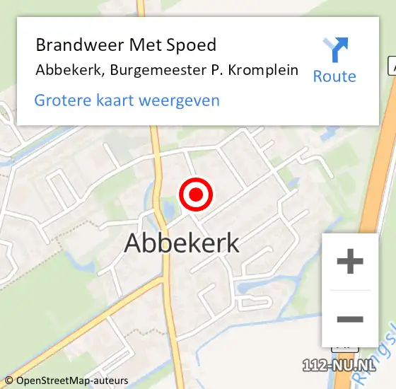 Locatie op kaart van de 112 melding: Brandweer Met Spoed Naar Abbekerk, Burgemeester P. Kromplein op 7 september 2021 14:53