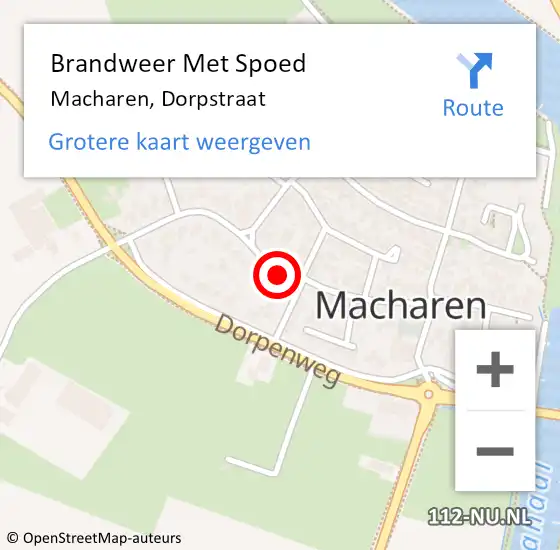 Locatie op kaart van de 112 melding: Brandweer Met Spoed Naar Macharen, Dorpstraat op 7 september 2021 15:04