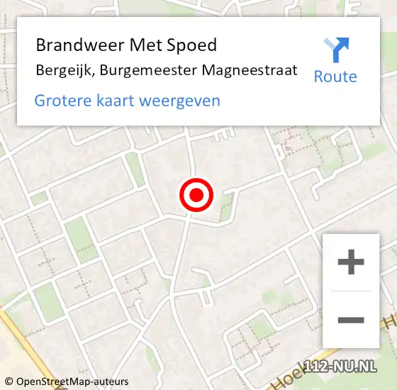 Locatie op kaart van de 112 melding: Brandweer Met Spoed Naar Bergeijk, Burgemeester Magneestraat op 7 september 2021 15:15