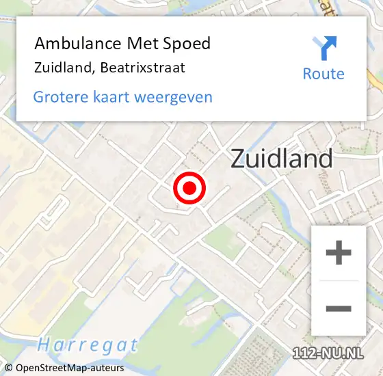 Locatie op kaart van de 112 melding: Ambulance Met Spoed Naar Zuidland, Beatrixstraat op 7 september 2021 15:26