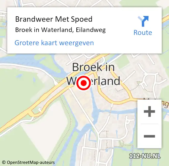 Locatie op kaart van de 112 melding: Brandweer Met Spoed Naar Broek in Waterland, Eilandweg op 7 september 2021 15:31