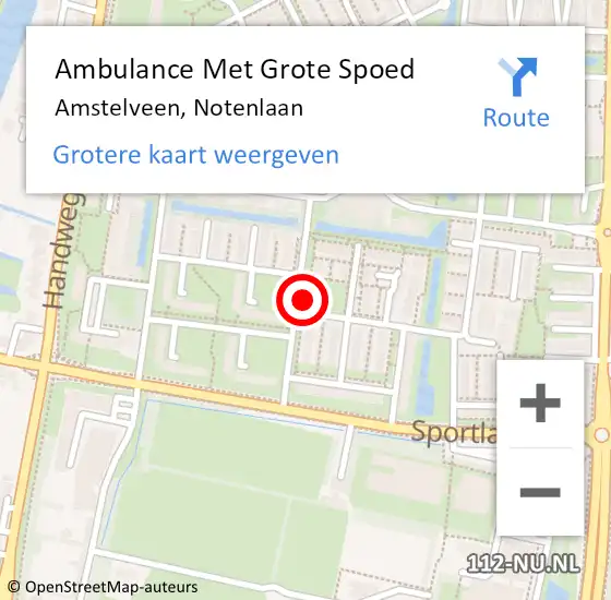 Locatie op kaart van de 112 melding: Ambulance Met Grote Spoed Naar Amstelveen, Notenlaan op 7 september 2021 15:35