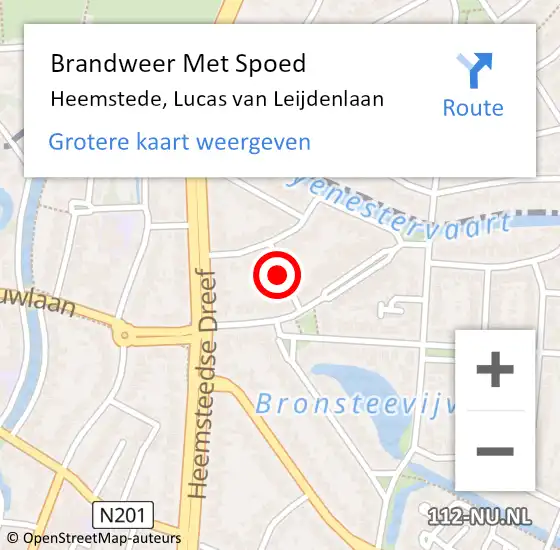 Locatie op kaart van de 112 melding: Brandweer Met Spoed Naar Heemstede, Lucas van Leijdenlaan op 7 september 2021 15:46