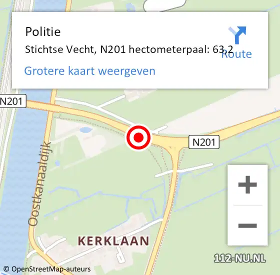 Locatie op kaart van de 112 melding: Politie Stichtse Vecht, N201 hectometerpaal: 63,2 op 7 september 2021 15:46