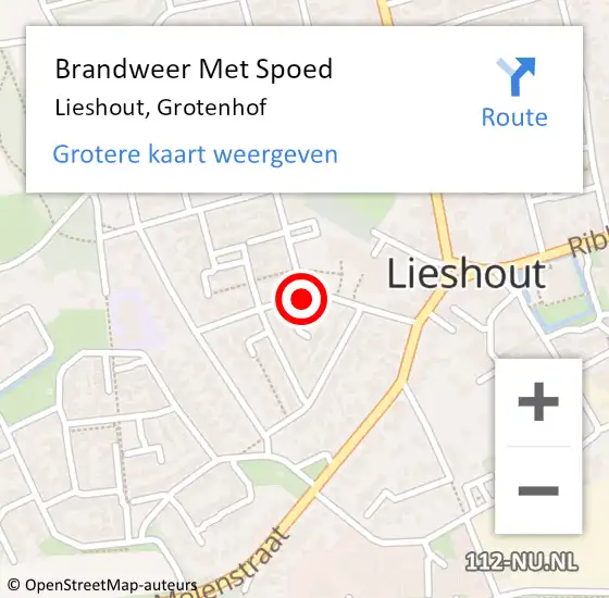 Locatie op kaart van de 112 melding: Brandweer Met Spoed Naar Lieshout, Grotenhof op 7 september 2021 15:53