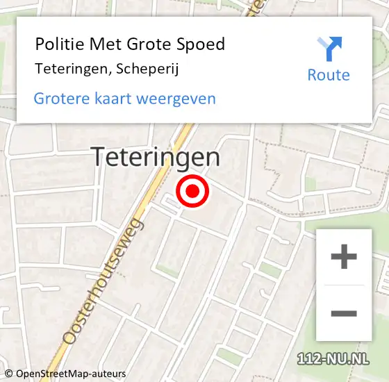 Locatie op kaart van de 112 melding: Politie Met Grote Spoed Naar Teteringen, Scheperij op 7 september 2021 15:59