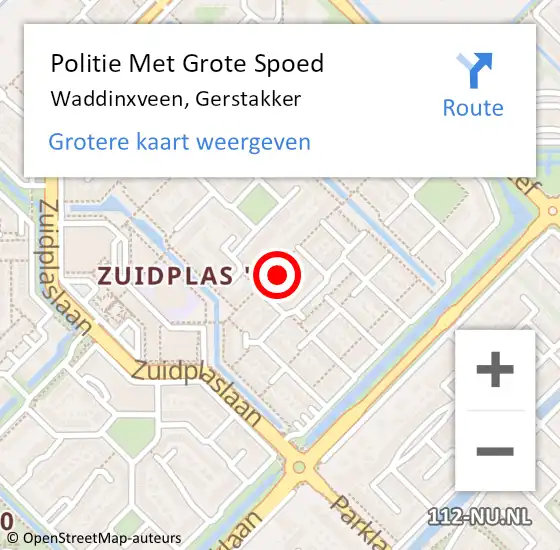 Locatie op kaart van de 112 melding: Politie Met Grote Spoed Naar Waddinxveen, Gerstakker op 7 september 2021 16:09