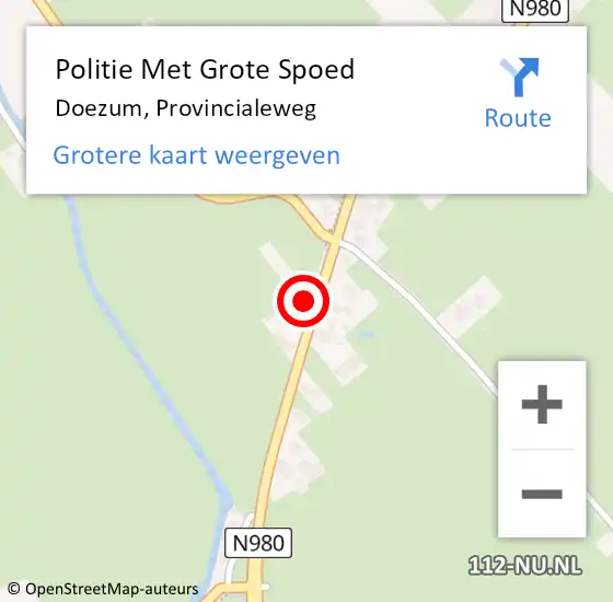 Locatie op kaart van de 112 melding: Politie Met Grote Spoed Naar Doezum, Provincialeweg op 7 september 2021 16:09