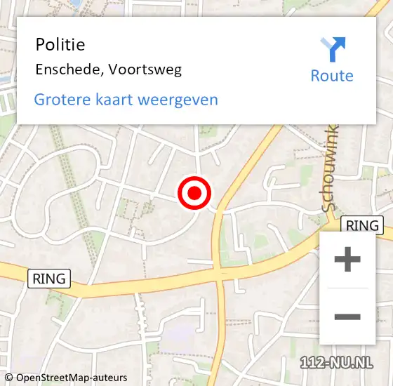 Locatie op kaart van de 112 melding: Politie Enschede, Voortsweg op 7 september 2021 16:13