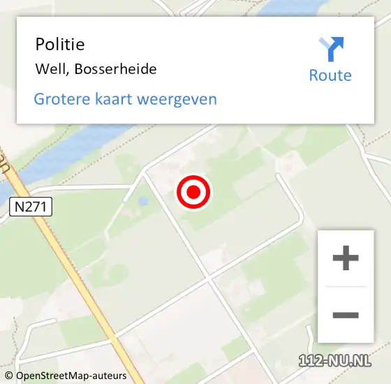 Locatie op kaart van de 112 melding: Politie Well, Bosserheide op 7 september 2021 16:30