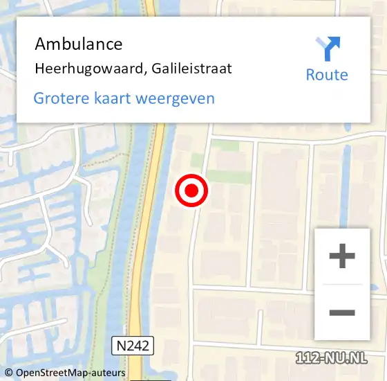 Locatie op kaart van de 112 melding: Ambulance Heerhugowaard, Galileistraat op 7 september 2021 16:32