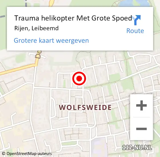 Locatie op kaart van de 112 melding: Trauma helikopter Met Grote Spoed Naar Rijen, Leibeemd op 7 september 2021 16:59