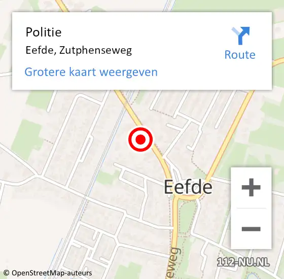 Locatie op kaart van de 112 melding: Politie Eefde, Zutphenseweg op 7 september 2021 17:00