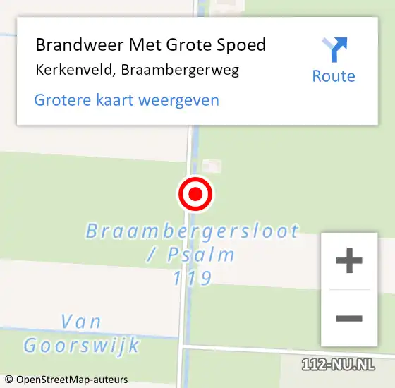Locatie op kaart van de 112 melding: Brandweer Met Grote Spoed Naar Kerkenveld, Braambergerweg op 7 september 2021 17:07