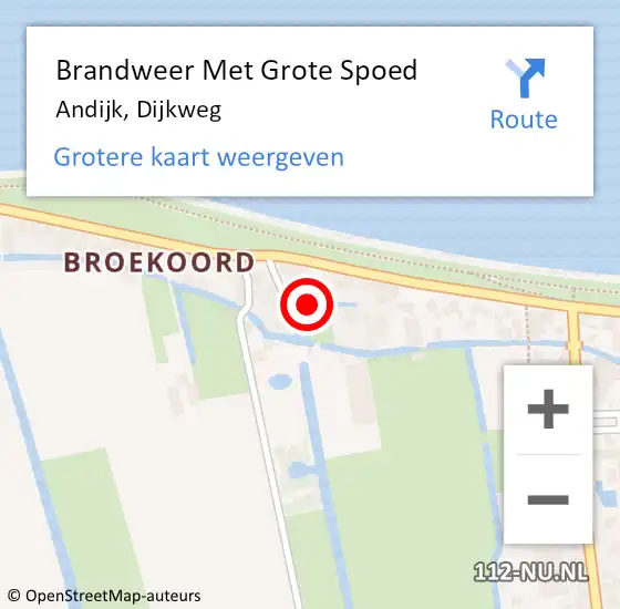 Locatie op kaart van de 112 melding: Brandweer Met Grote Spoed Naar Andijk, Dijkweg op 22 juni 2014 06:47