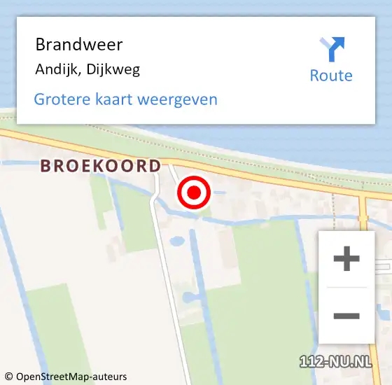 Locatie op kaart van de 112 melding: Brandweer Andijk, Dijkweg op 22 juni 2014 06:47