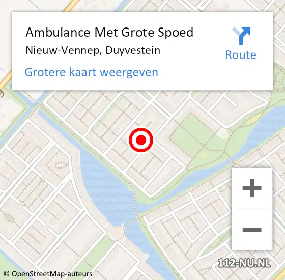 Locatie op kaart van de 112 melding: Ambulance Met Grote Spoed Naar Nieuw-Vennep, Duyvestein op 7 september 2021 17:19