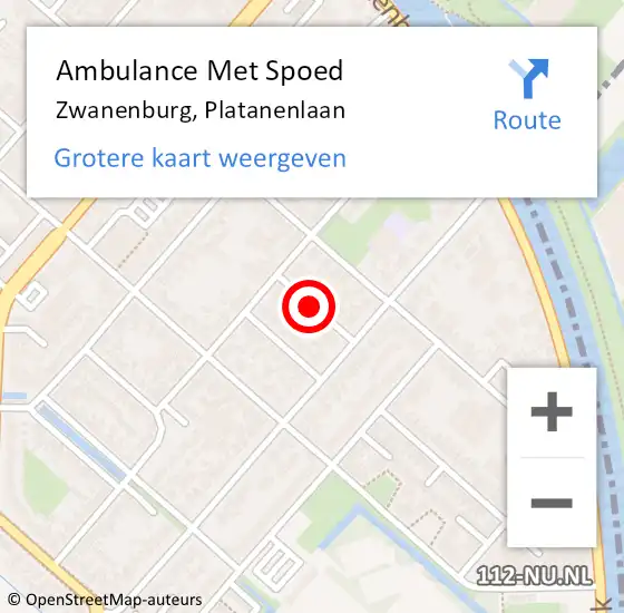 Locatie op kaart van de 112 melding: Ambulance Met Spoed Naar Zwanenburg, Platanenlaan op 7 september 2021 17:19