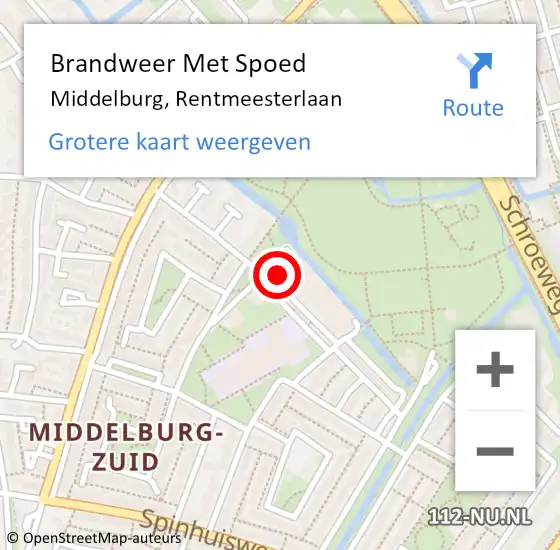 Locatie op kaart van de 112 melding: Brandweer Met Spoed Naar Middelburg, Rentmeesterlaan op 7 september 2021 17:56