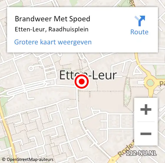 Locatie op kaart van de 112 melding: Brandweer Met Spoed Naar Etten-Leur, Raadhuisplein op 7 september 2021 18:09