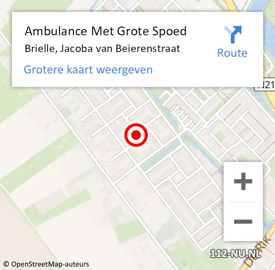 Locatie op kaart van de 112 melding: Ambulance Met Grote Spoed Naar Brielle, Jacoba van Beierenstraat op 7 september 2021 18:26