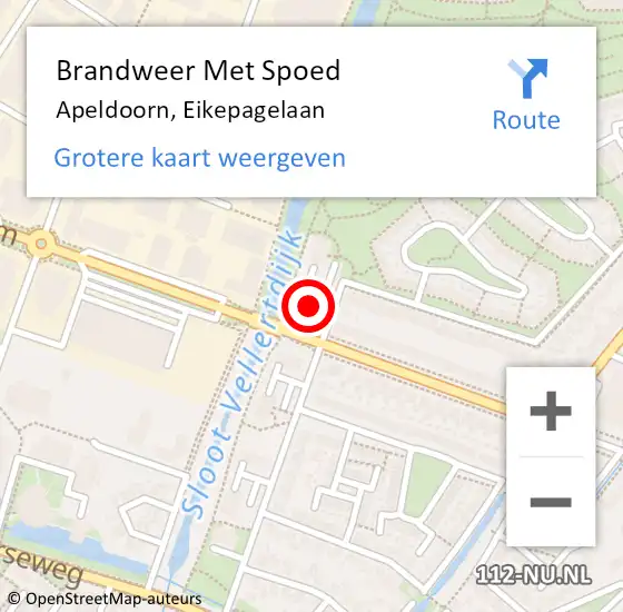 Locatie op kaart van de 112 melding: Brandweer Met Spoed Naar Apeldoorn, Eikepagelaan op 7 september 2021 18:52