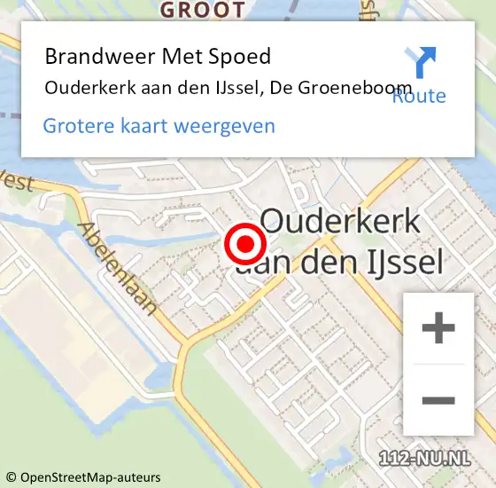 Locatie op kaart van de 112 melding: Brandweer Met Spoed Naar Ouderkerk aan den IJssel, De Groeneboom op 7 september 2021 19:19