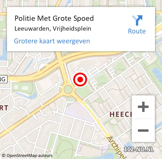 Locatie op kaart van de 112 melding: Politie Met Grote Spoed Naar Leeuwarden, Vrijheidsplein op 7 september 2021 19:26