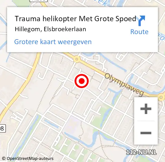 Locatie op kaart van de 112 melding: Trauma helikopter Met Grote Spoed Naar Hillegom, Elsbroekerlaan op 7 september 2021 19:39