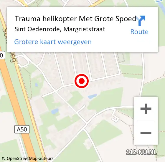 Locatie op kaart van de 112 melding: Trauma helikopter Met Grote Spoed Naar Sint Oedenrode, Margrietstraat op 7 september 2021 19:44