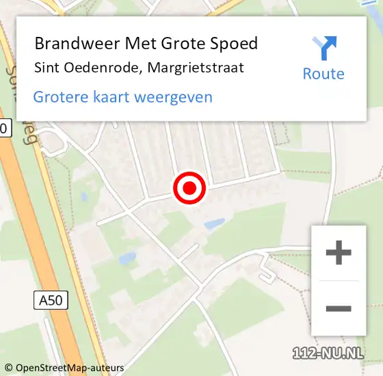Locatie op kaart van de 112 melding: Brandweer Met Grote Spoed Naar Sint Oedenrode, Margrietstraat op 7 september 2021 19:46