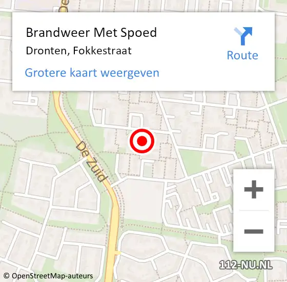 Locatie op kaart van de 112 melding: Brandweer Met Spoed Naar Dronten, Fokkestraat op 22 juni 2014 07:36