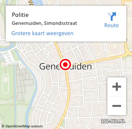 Locatie op kaart van de 112 melding: Politie Genemuiden, Simondsstraat op 7 september 2021 19:49