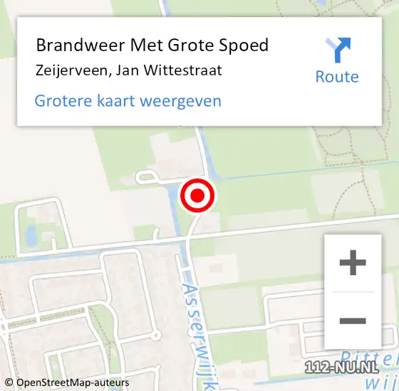 Locatie op kaart van de 112 melding: Brandweer Met Grote Spoed Naar Zeijerveen, Jan Wittestraat op 7 september 2021 20:07